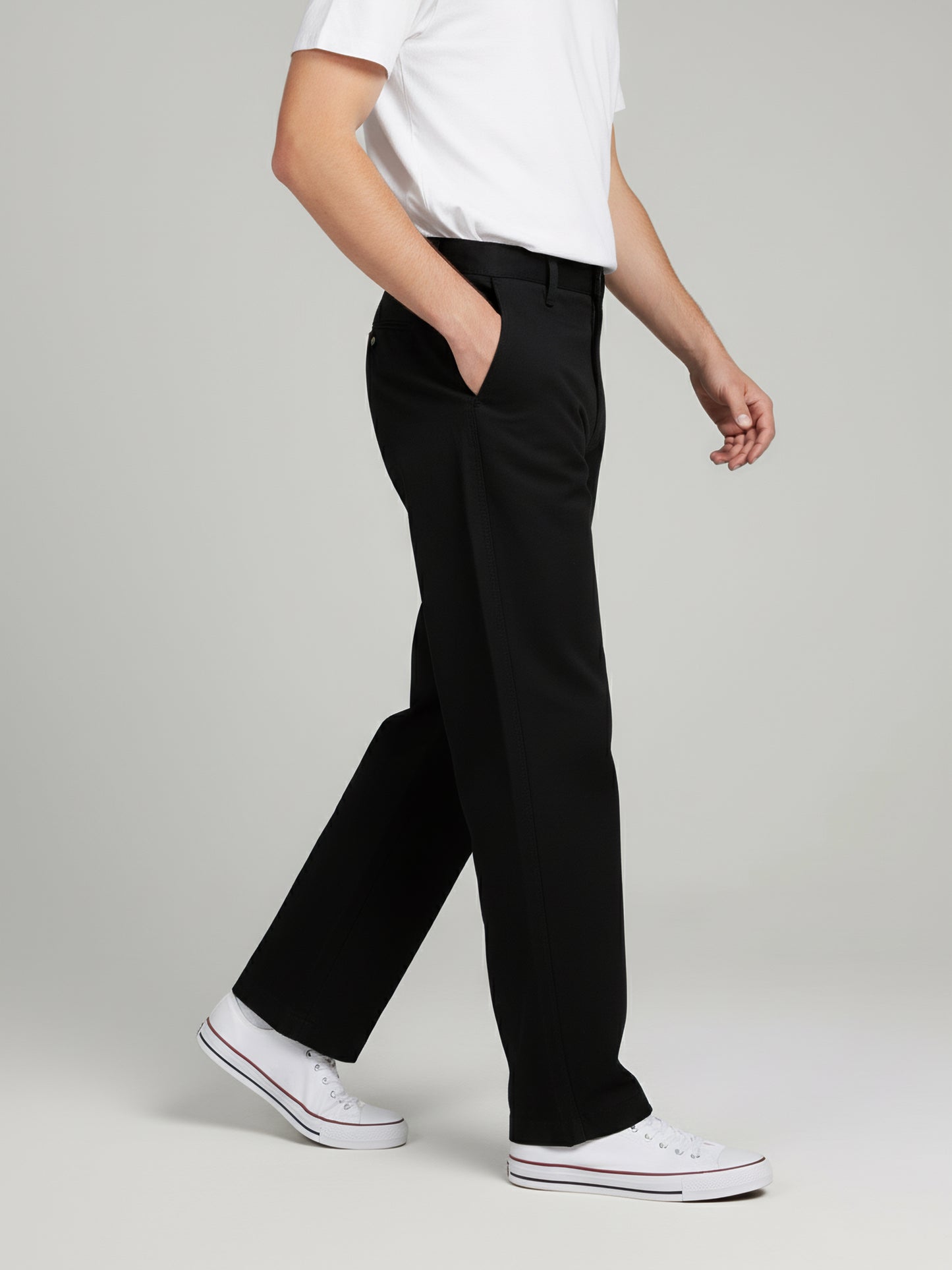 Celio* Men Black Solid Relaxed Fit Cotton Trousers