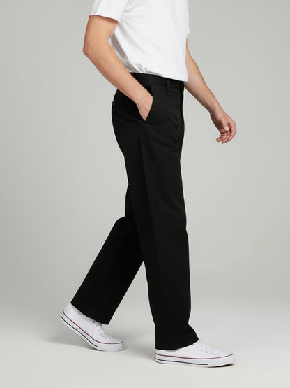 Celio* Men Black Solid Relaxed Fit Cotton Trousers