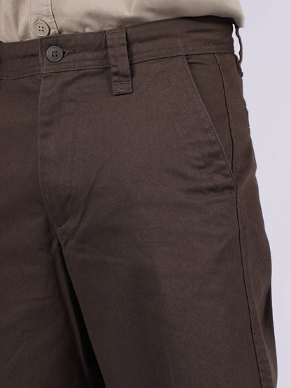 Celio* Men Maroon Solid Baggy Fit Cotton Trousers