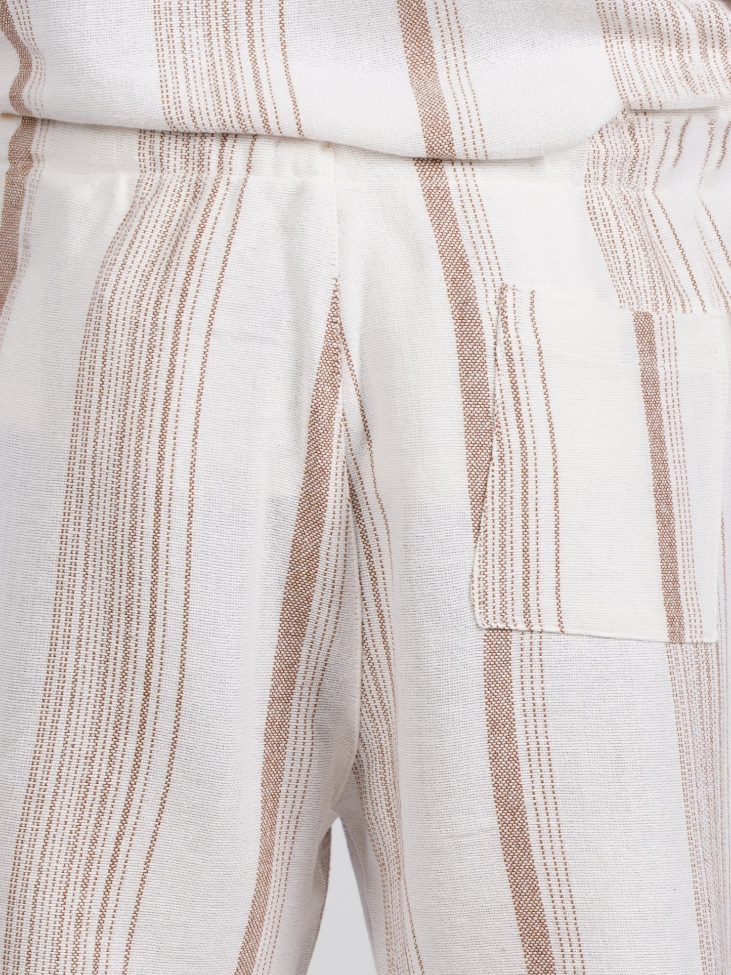 Celio* Men Beige Striped Straight Fit Cotton Casual Trouser