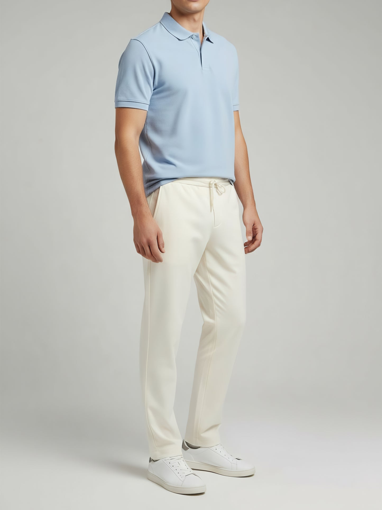 Celio Men  Cream Solid straight-fit Poly-Blend Trousers