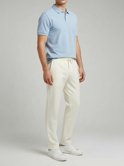 Celio Men  Cream Solid straight-fit Poly-Blend Trousers