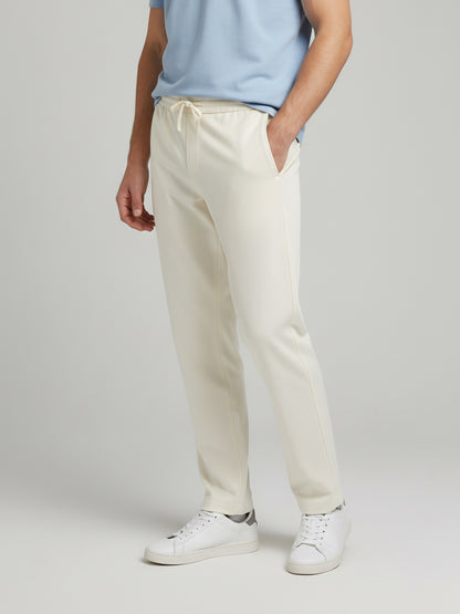 Celio Men  Cream Solid straight-fit Poly-Blend Trousers