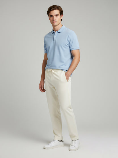 Celio Men  Cream Solid straight-fit Poly-Blend Trousers