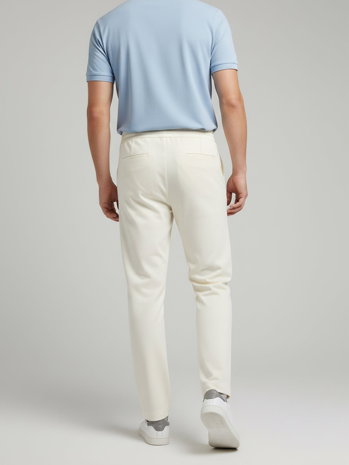 Celio Men  Cream Solid straight-fit Poly-Blend Trousers