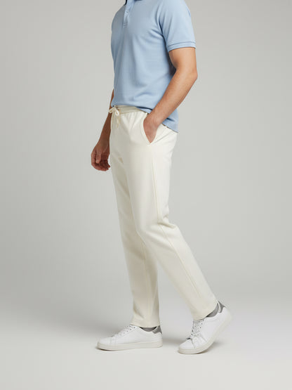 Celio Men  Cream Solid straight-fit Poly-Blend Trousers