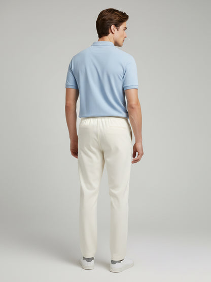 Celio Men  Cream Solid straight-fit Poly-Blend Trousers