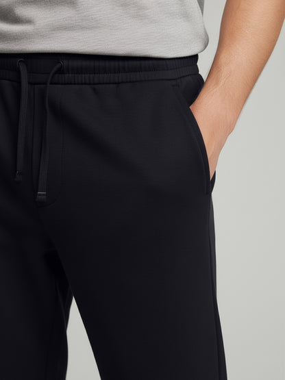 Celio* Men  Navy Blue Solid straight-fit Poly-Blend Trousers