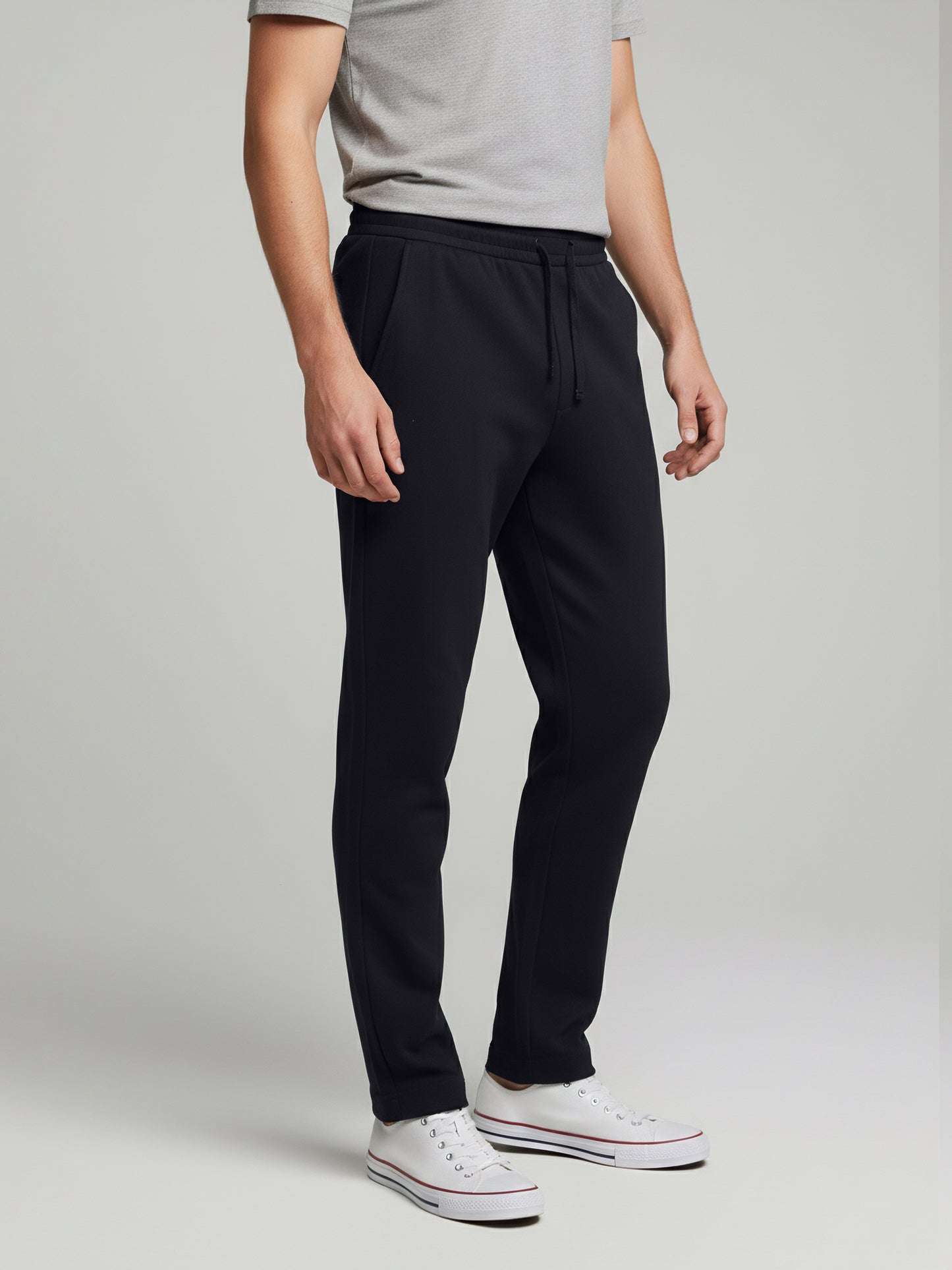 Celio* Men  Navy Blue Solid straight-fit Poly-Blend Trousers