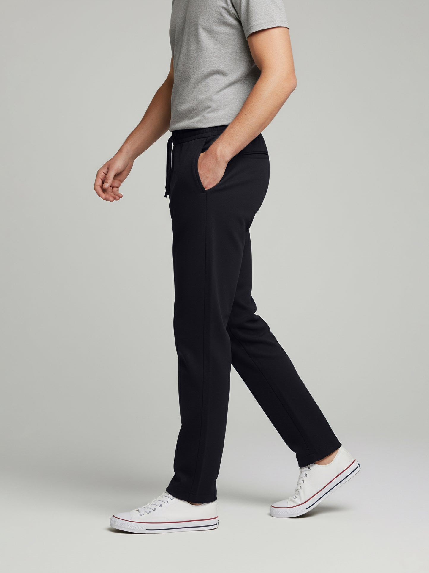 Celio* Men  Navy Blue Solid straight-fit Poly-Blend Trousers