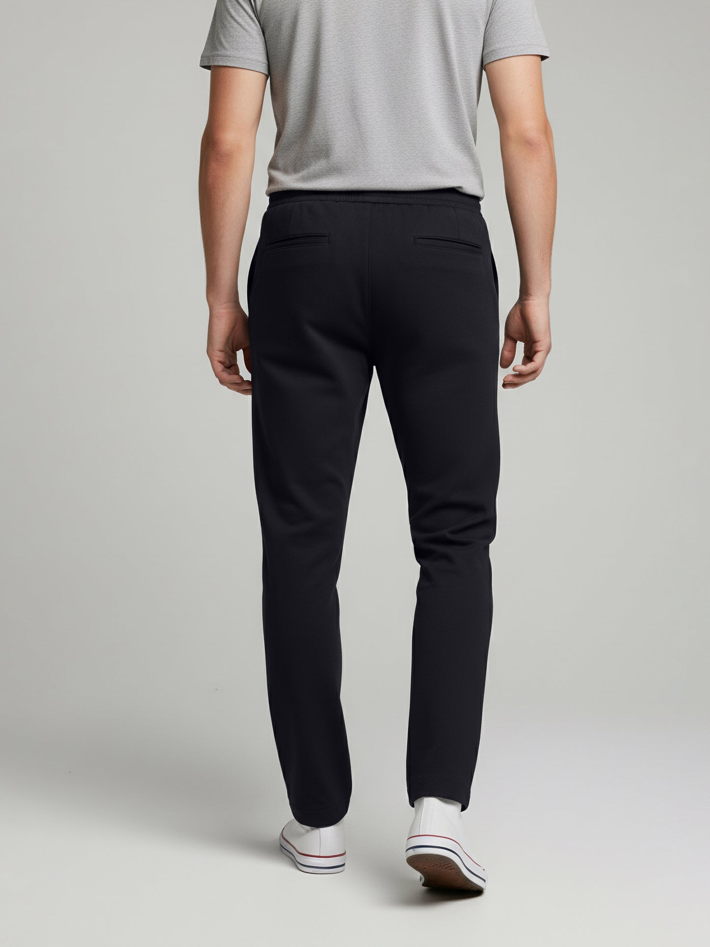 Celio* Men  Navy Blue Solid straight-fit Poly-Blend Trousers