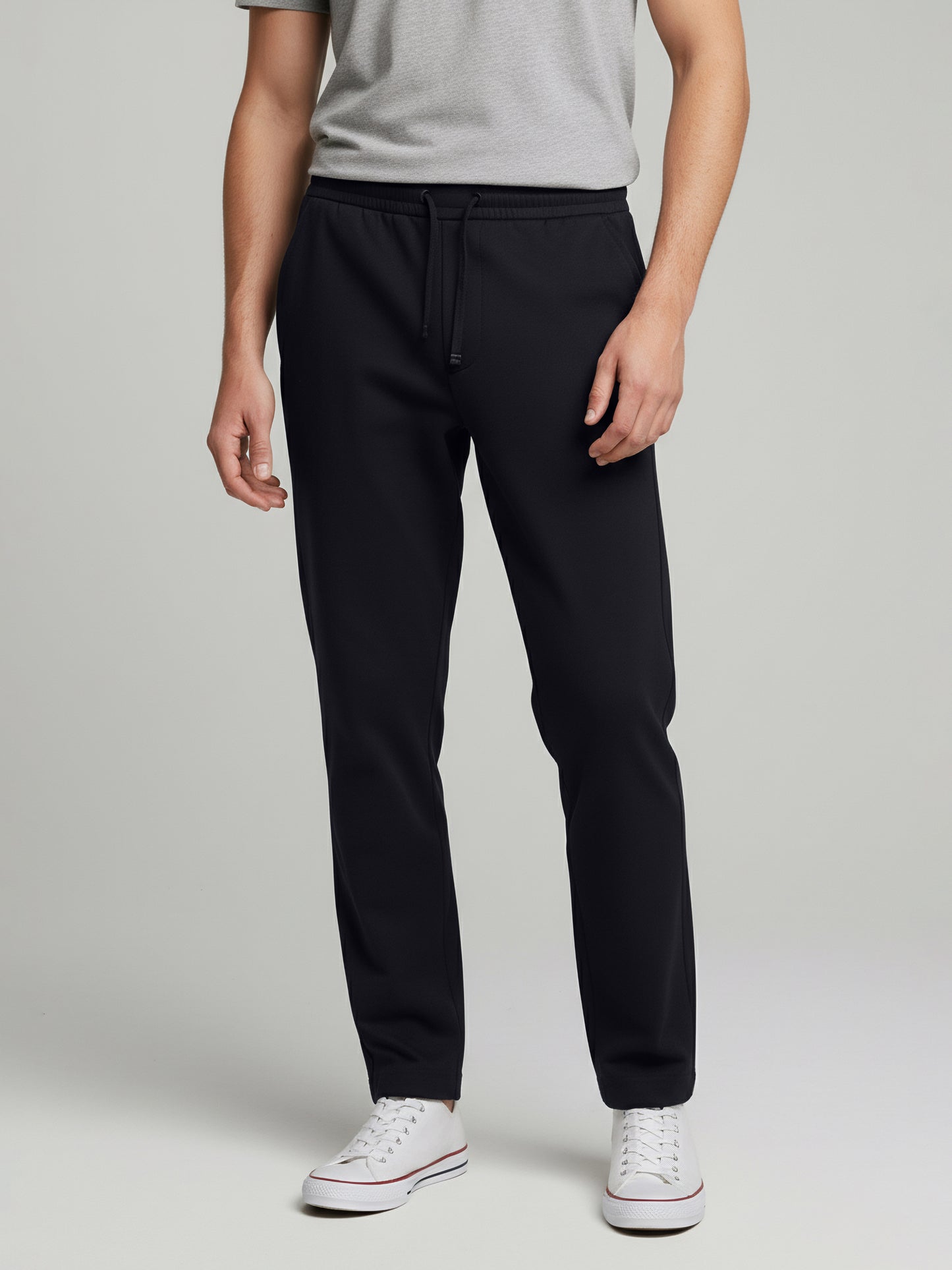 Celio* Men  Navy Blue Solid straight-fit Poly-Blend Trousers