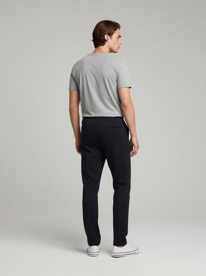 Celio* Men  Navy Blue Solid straight-fit Poly-Blend Trousers