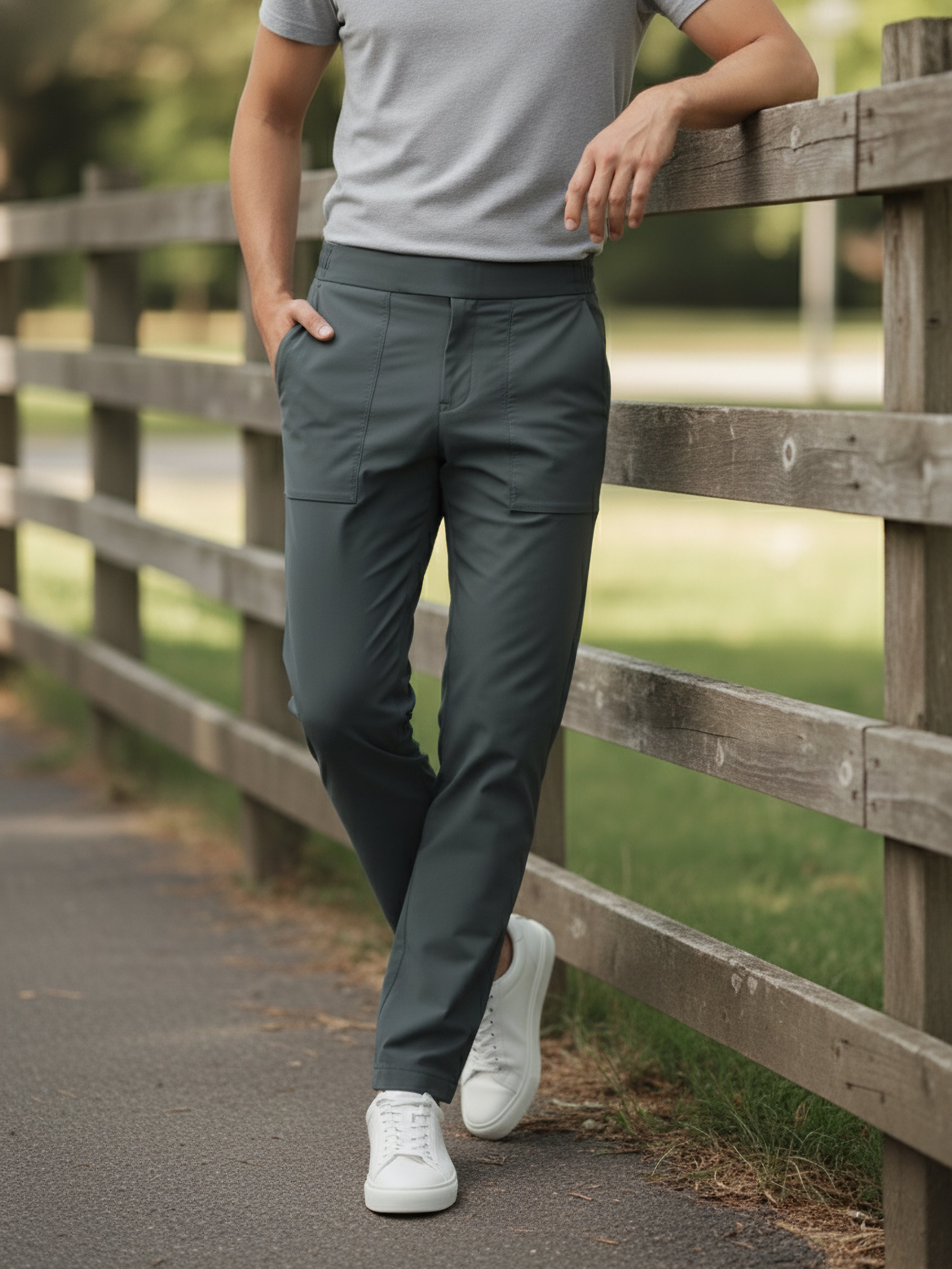 Celio* Men Grey Solid Regular Fit Nylon Trousers