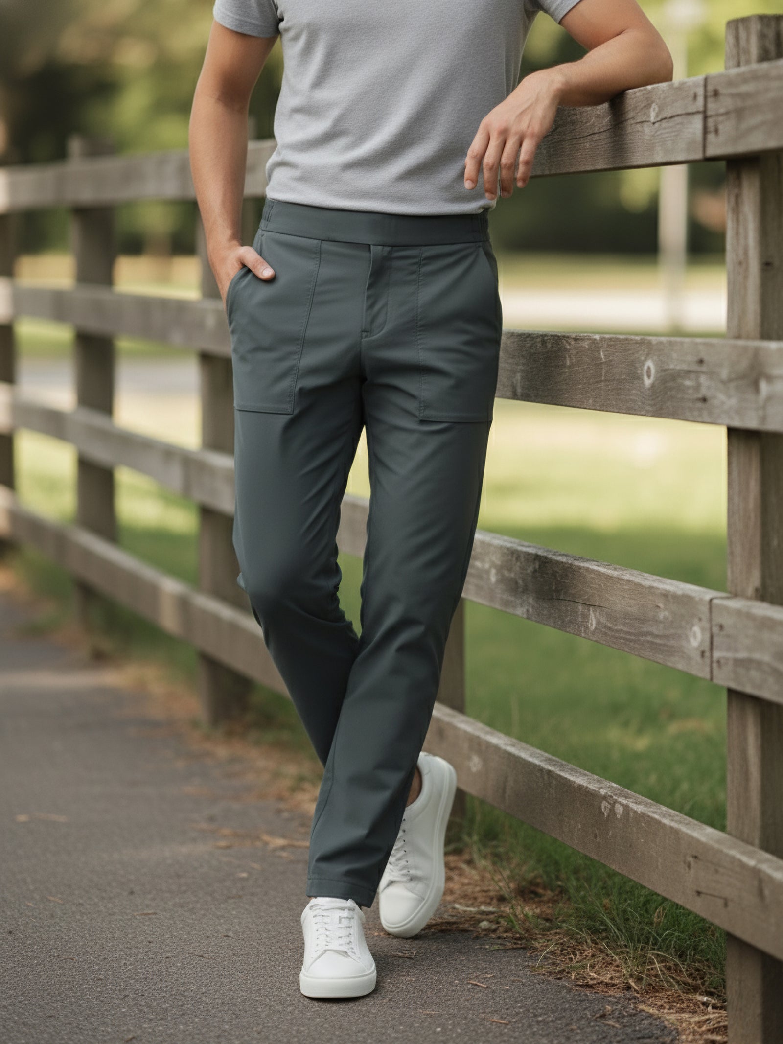 Celio* Men Grey Solid Regular Fit Nylon Trousers