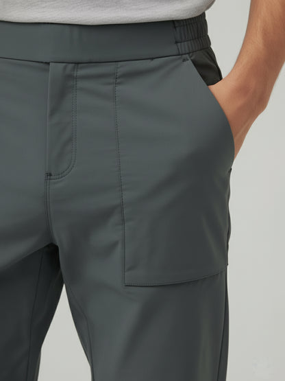 Celio* Men Grey Solid Regular Fit Nylon Trousers