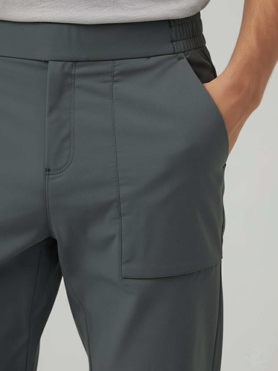 Celio* Men Grey Solid Regular Fit Nylon Trousers