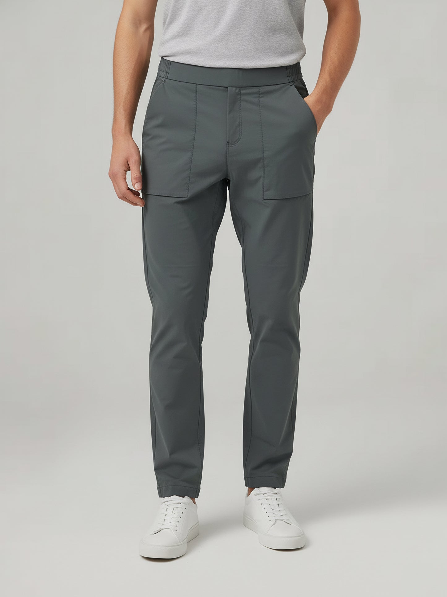 Celio* Men Grey Solid Regular Fit Nylon Trousers