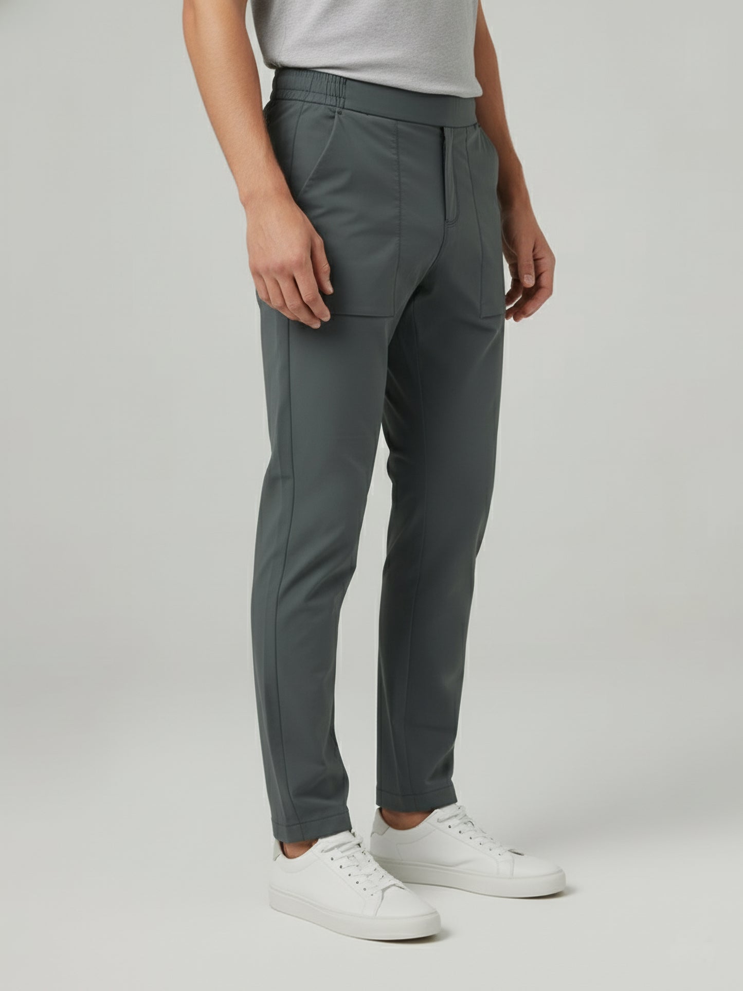 Celio* Men Grey Solid Regular Fit Nylon Trousers