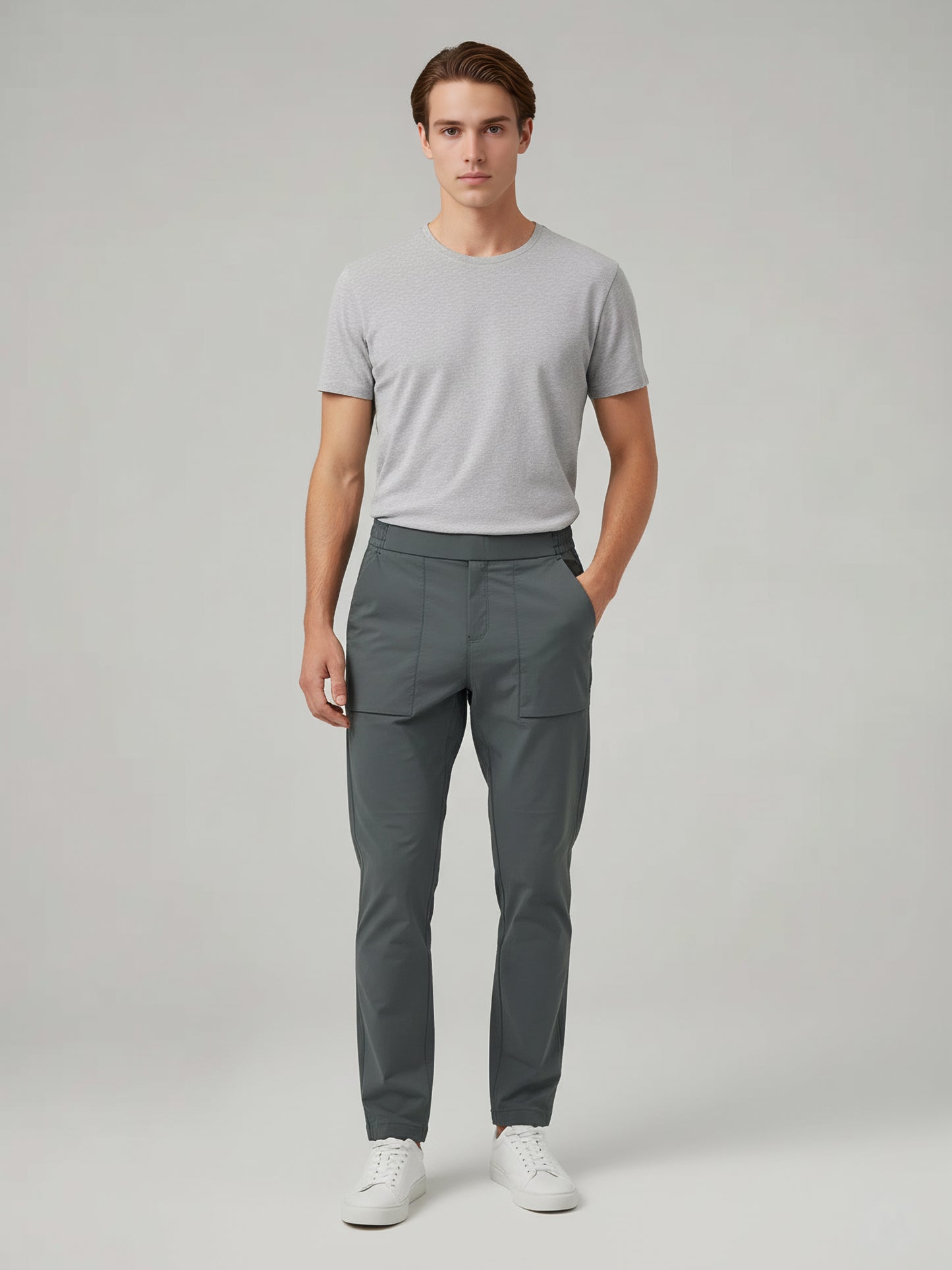Celio* Men Grey Solid Regular Fit Nylon Trousers
