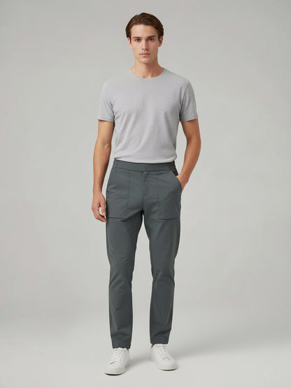 Celio* Men Grey Solid Regular Fit Nylon Trousers