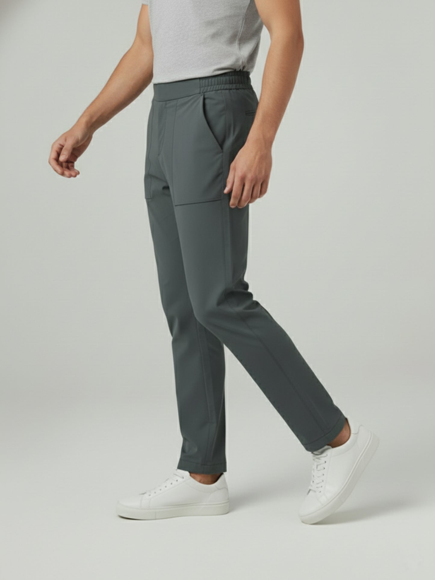 Celio* Men Grey Solid Regular Fit Nylon Trousers