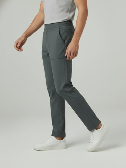 Celio* Men Grey Solid Regular Fit Nylon Trousers