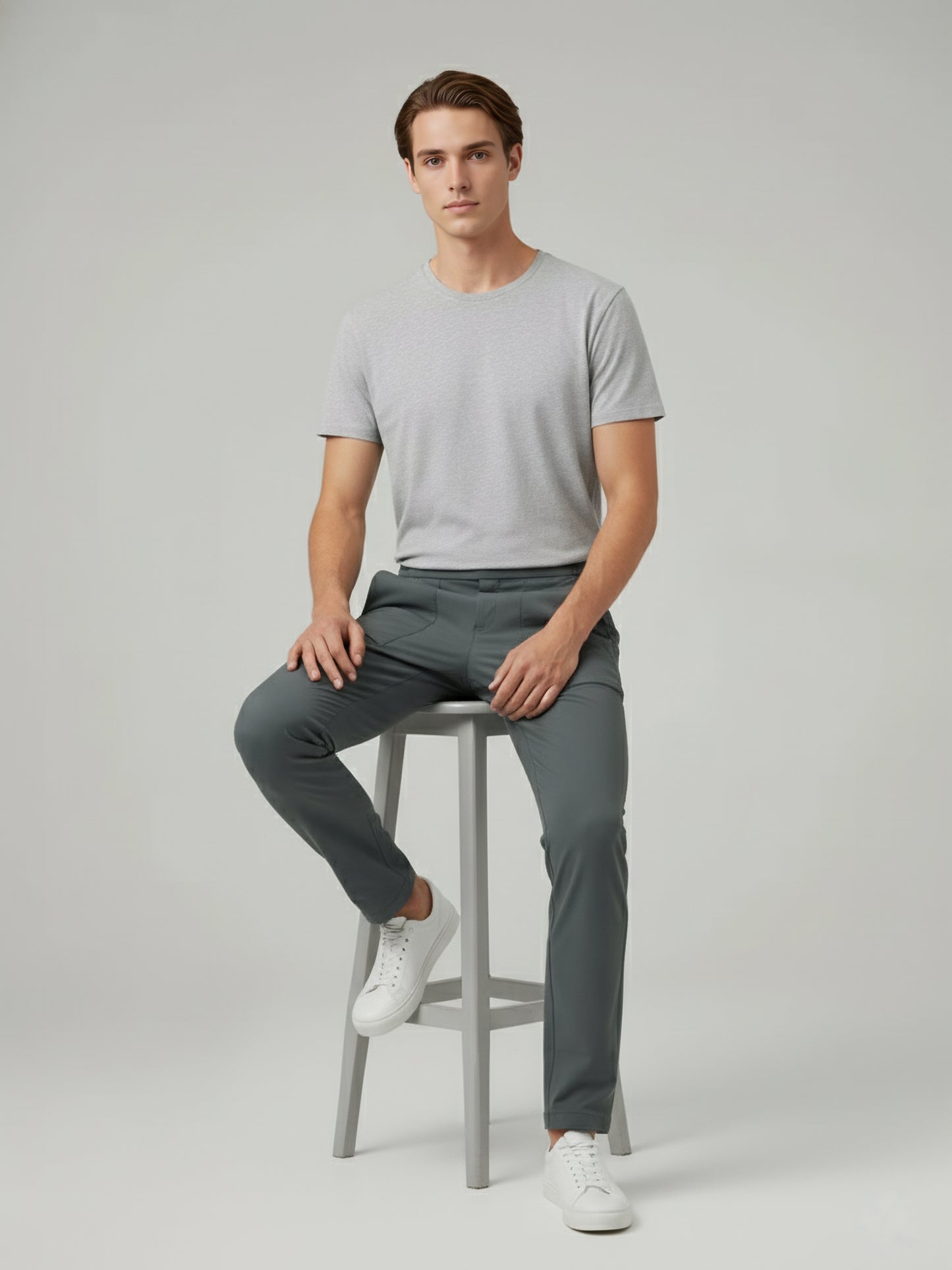 Celio* Men Grey Solid Regular Fit Nylon Trousers