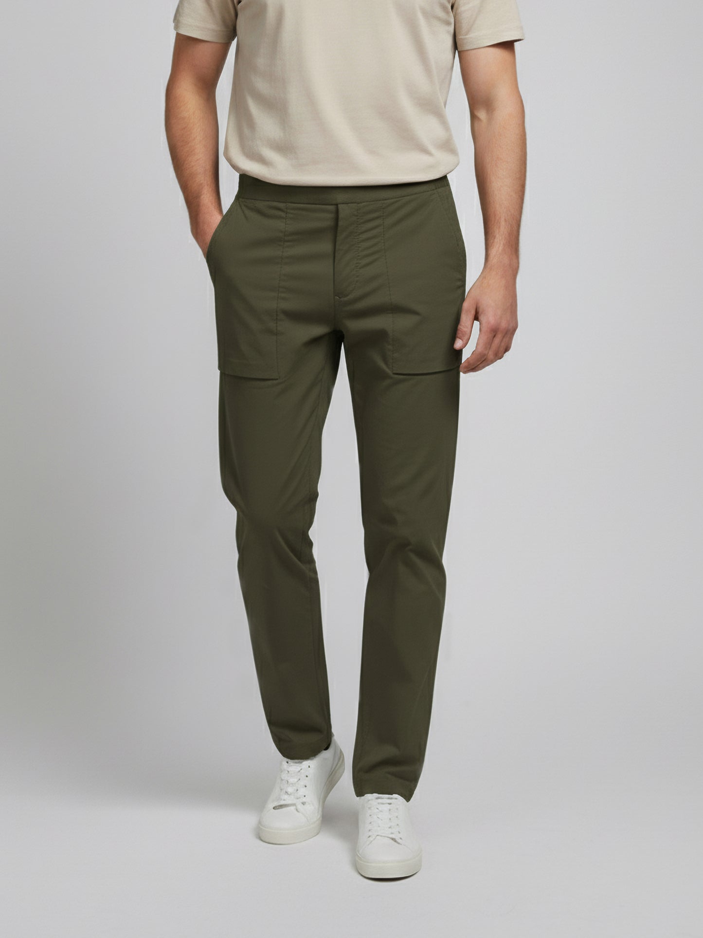 Celio* Men Olive Solid Regular Fit Nylon Trousers