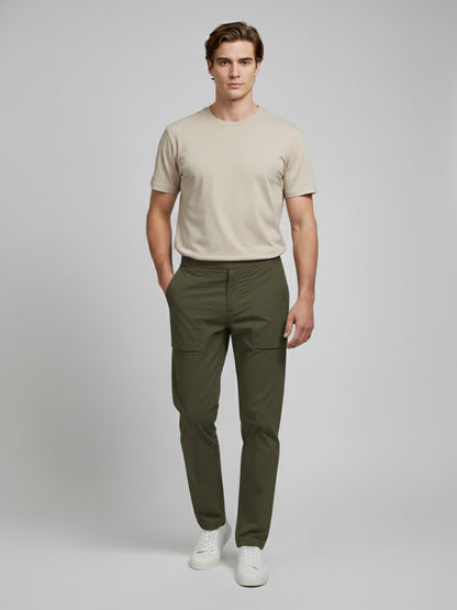 Celio* Men Olive Solid Regular Fit Nylon Trousers