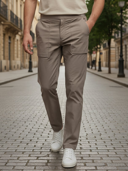 Celio* Men Beige Solid Regular Fit Nylon Trousers