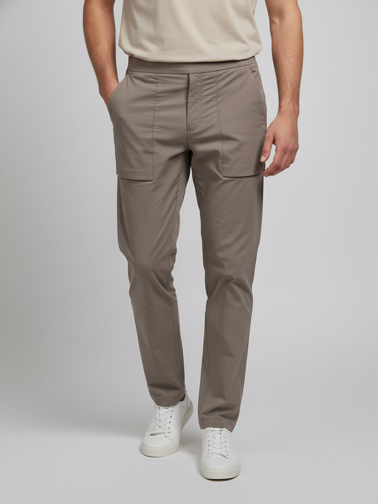 Celio* Men Beige Solid Regular Fit Nylon Trousers