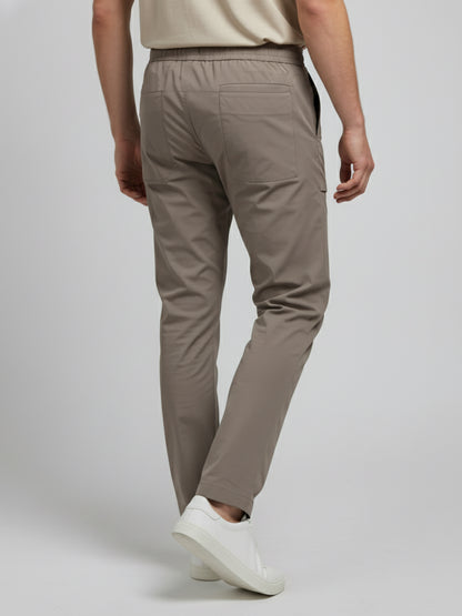 Celio* Men Beige Solid Regular Fit Nylon Trousers