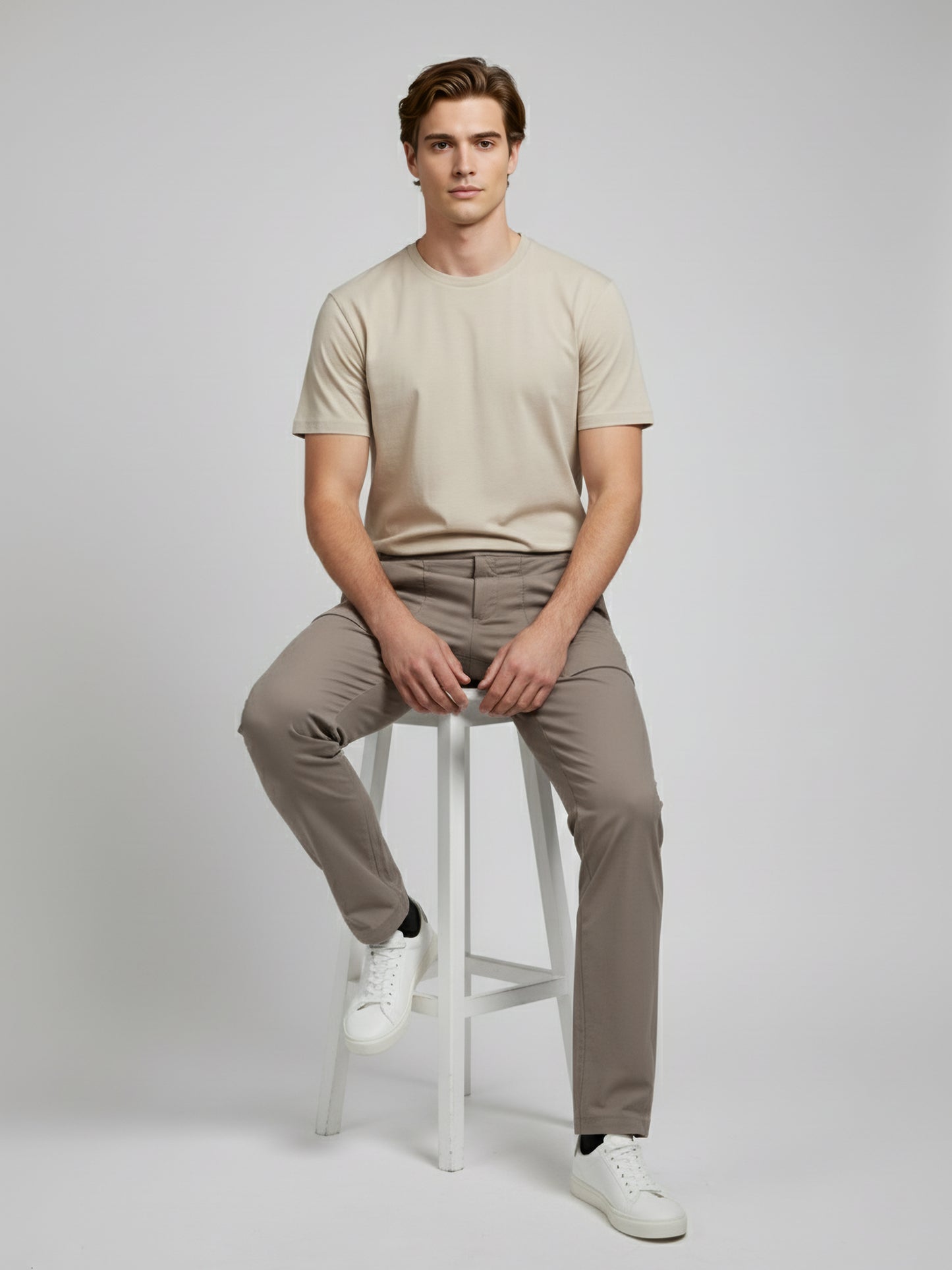 Celio* Men Beige Solid Regular Fit Nylon Trousers