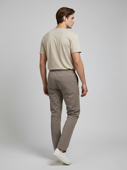 Celio* Men Beige Solid Regular Fit Nylon Trousers