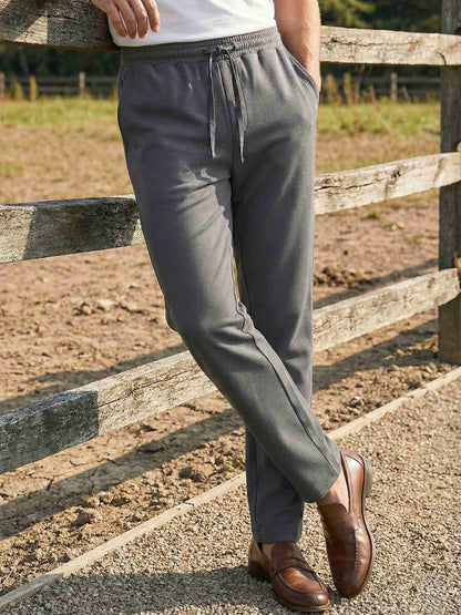 Celio* Men Grey Solid Slim Fit Polyester Trousers