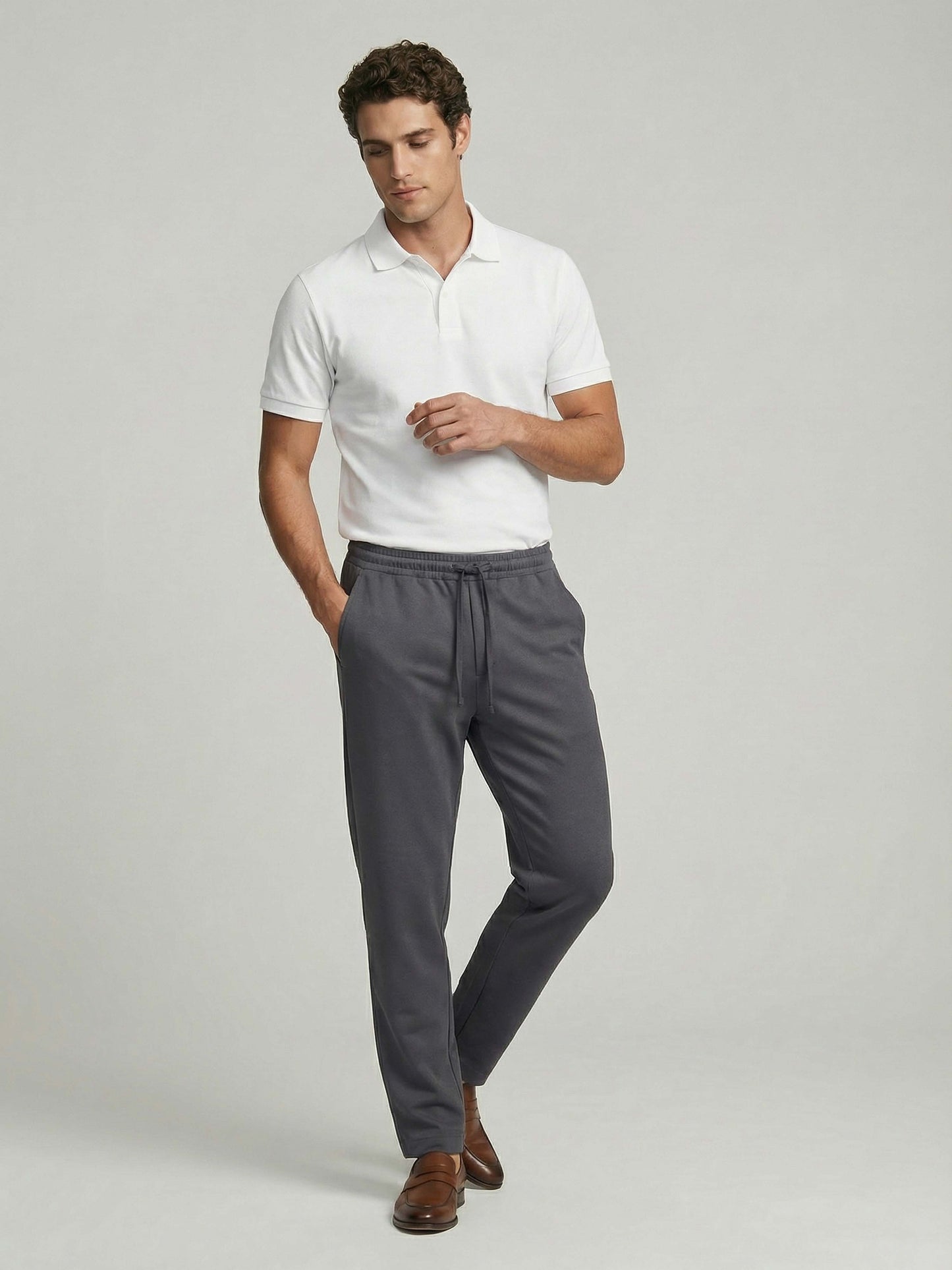 Celio* Men Grey Solid Slim Fit Polyester Trousers