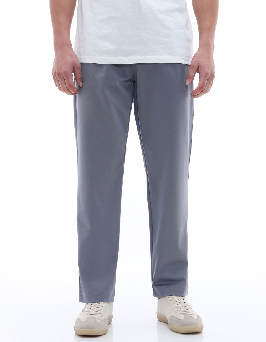 Celio* Men Grey Solid Slim Fit Polyester Trousers