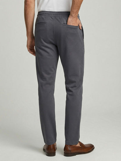 Celio* Men Grey Solid Slim Fit Polyester Trousers