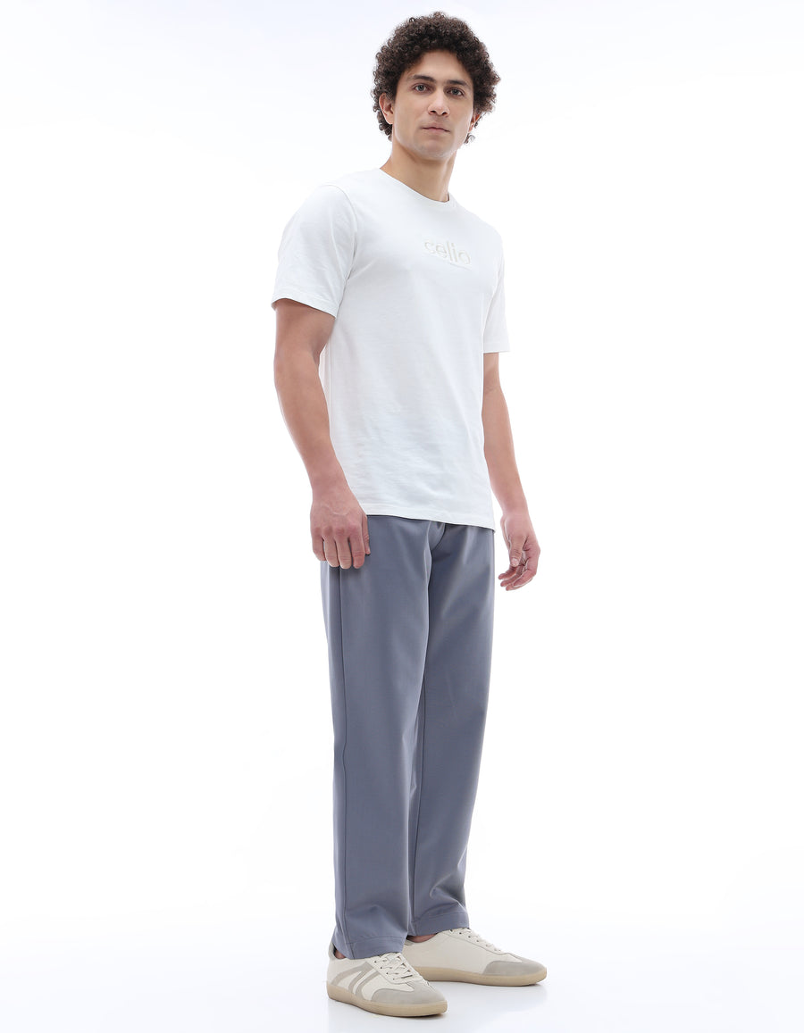 Celio* Men Grey Solid Slim Fit Polyester Trousers