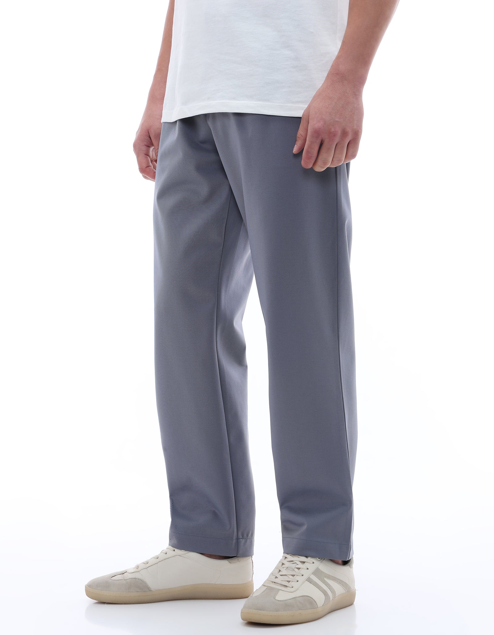 Celio* Men Grey Solid Slim Fit Polyester Trousers