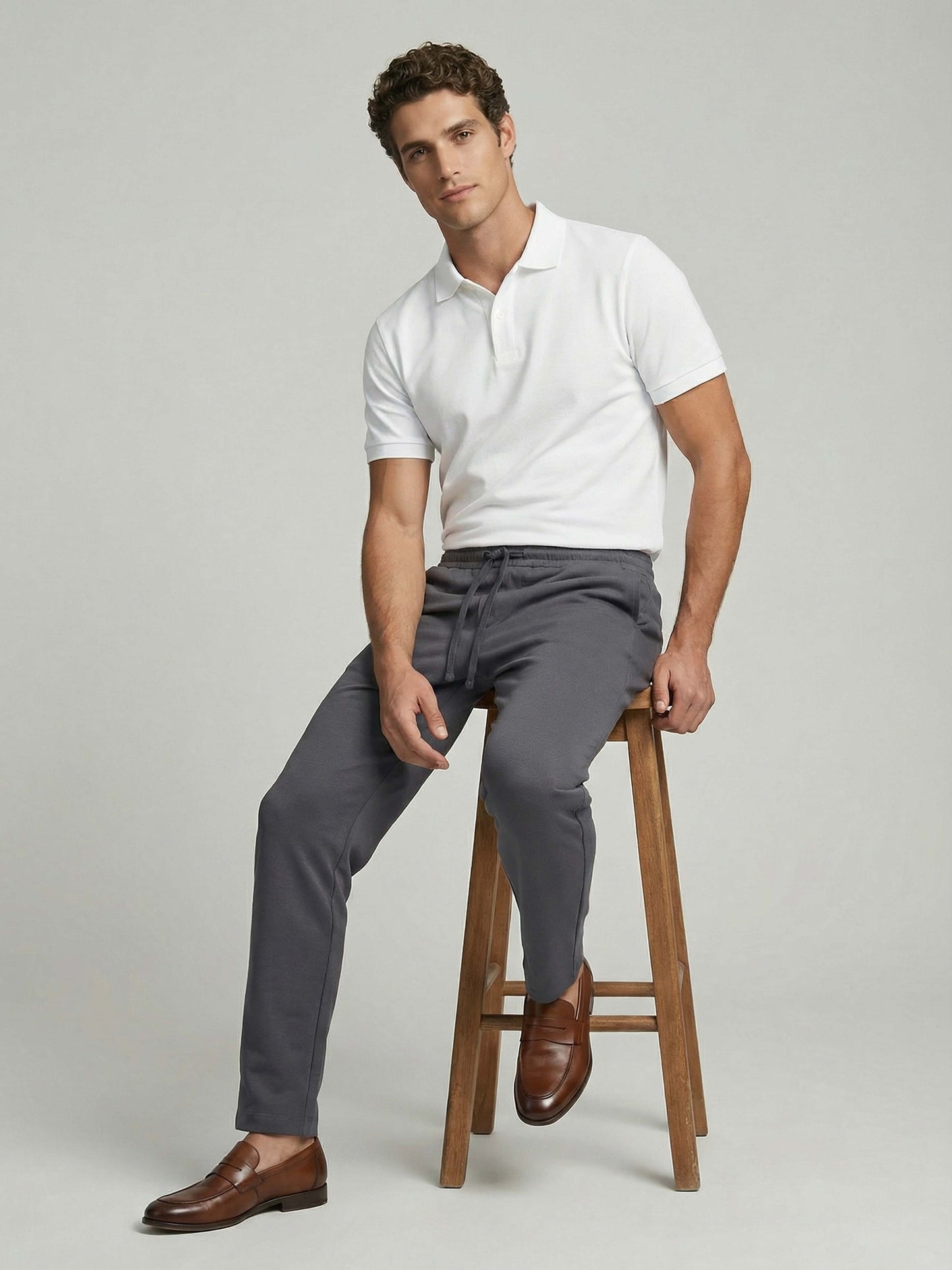 Celio* Men Grey Solid Slim Fit Polyester Trousers