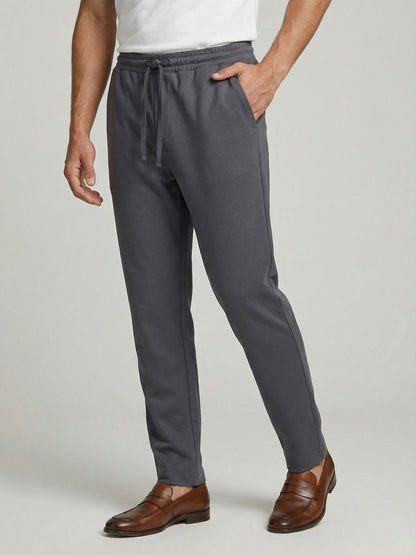 Celio* Men Grey Solid Slim Fit Polyester Trousers