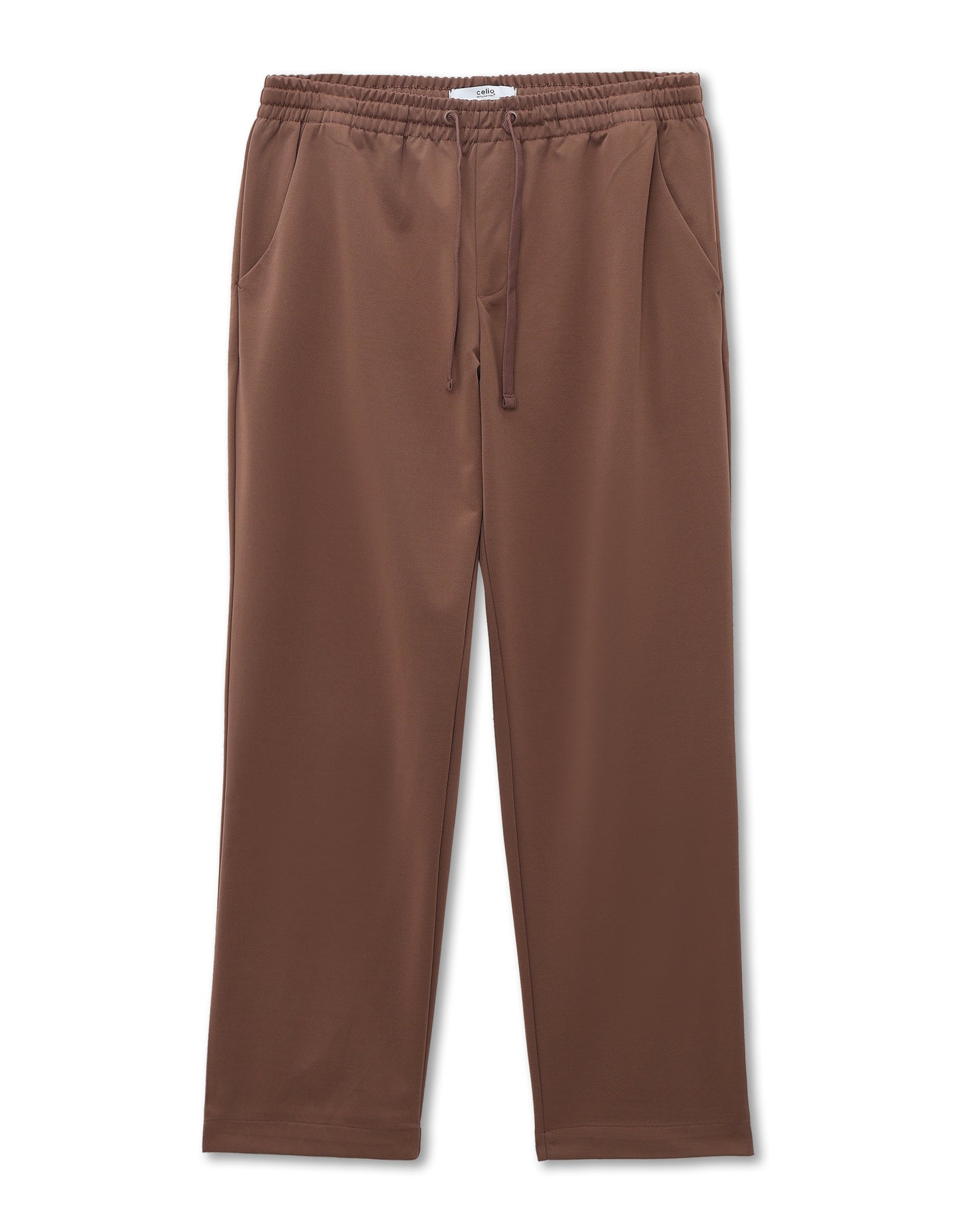 Celio* Brown Solid Men Slim Fit Polyester Trousers