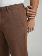 Celio* Brown Solid Men Slim Fit Polyester Trousers