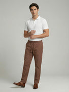 Celio* Brown Solid Men Slim Fit Polyester Trousers