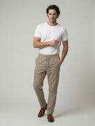 Celio Men Beige Solid Slim Fit Poly-Blend Trousers