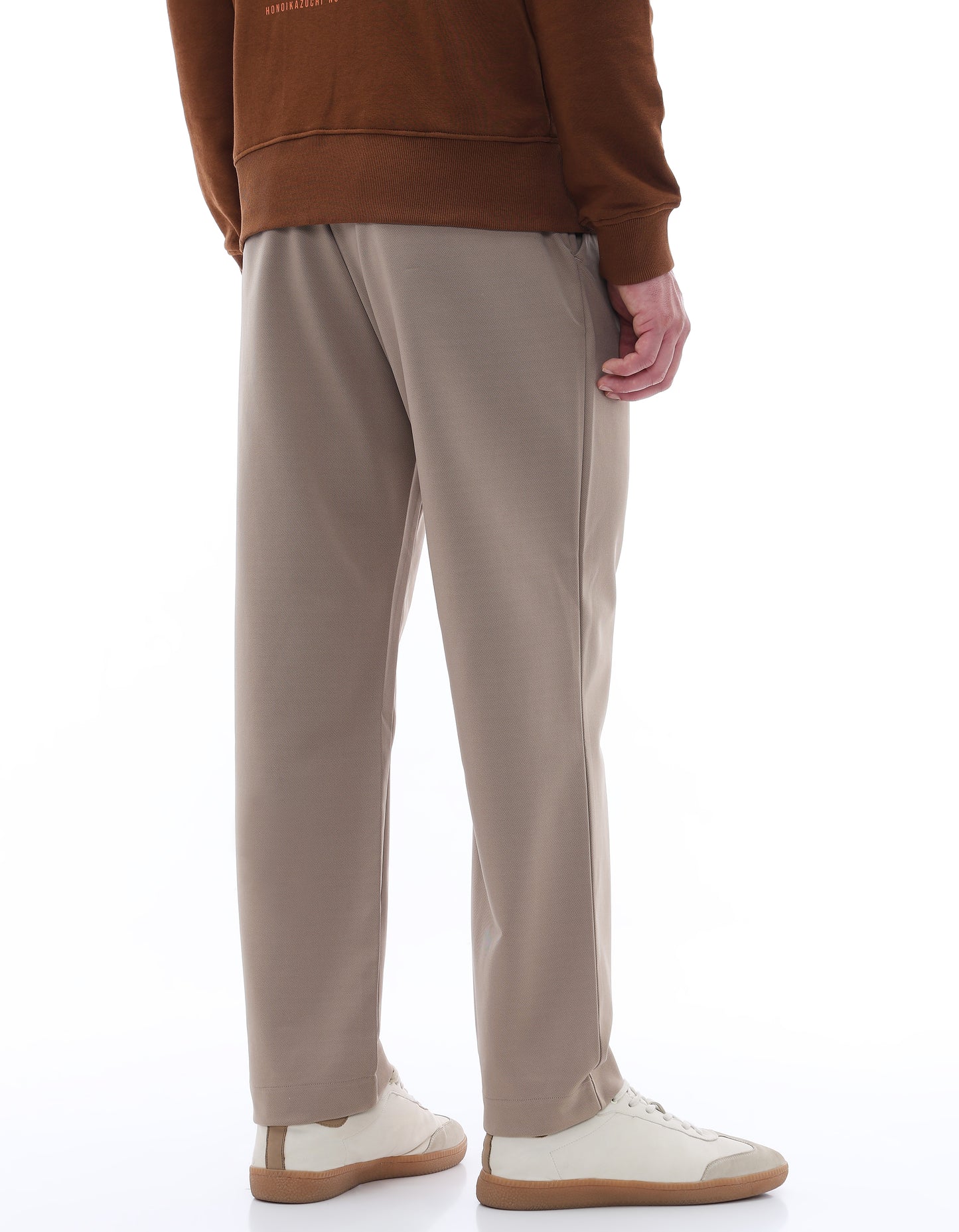 Celio Men Beige Solid Slim Fit Poly-Blend Trousers