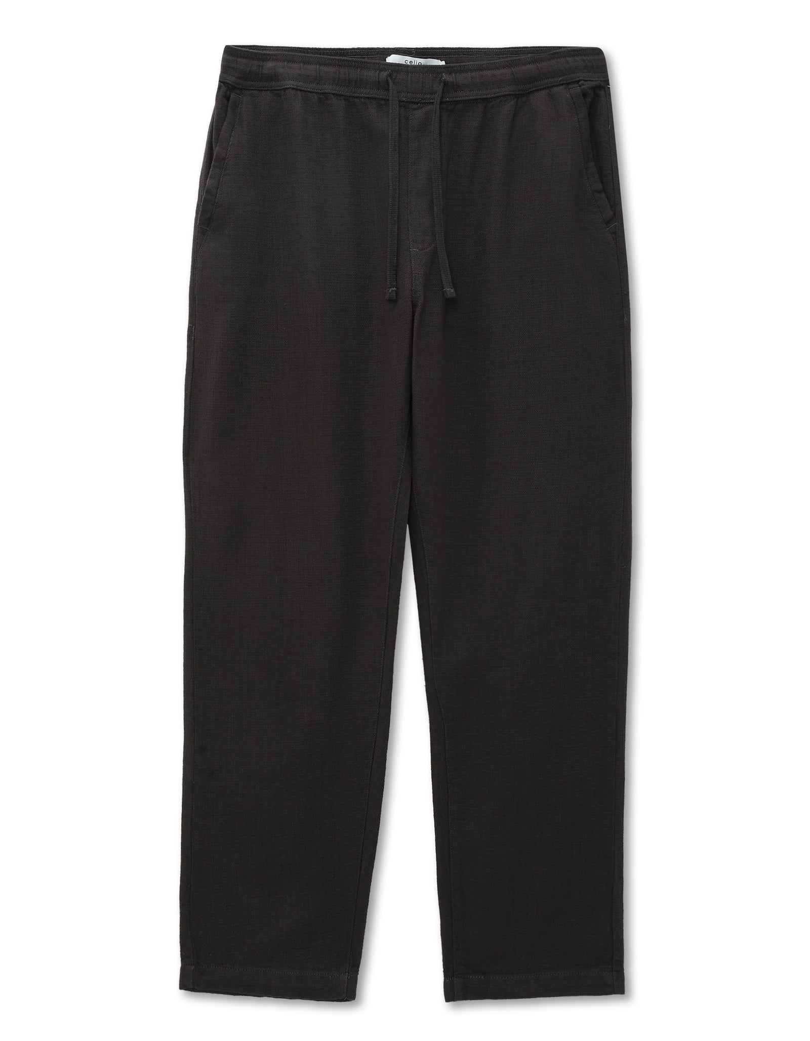 Celio* Men Grey Solid Relaxed Fit Cotton Trousers
