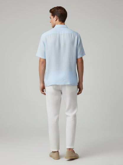 Celio* Men White Solid Relaxed Fit Cotton Trousers